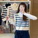 ✞ スリムシャツブラウススタンダードストライプラウンドネックニット レトロ ✞ゴスロリ SM ミリ 甘ロリ クラロリ 和ロリ エレガント 黒ロリ 姫ロリ 華ロリ BB-BB33363969967