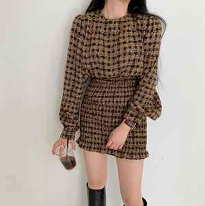チェックショットワンピース　A01449