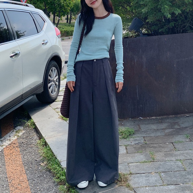 color-block knit cut and sew J00079