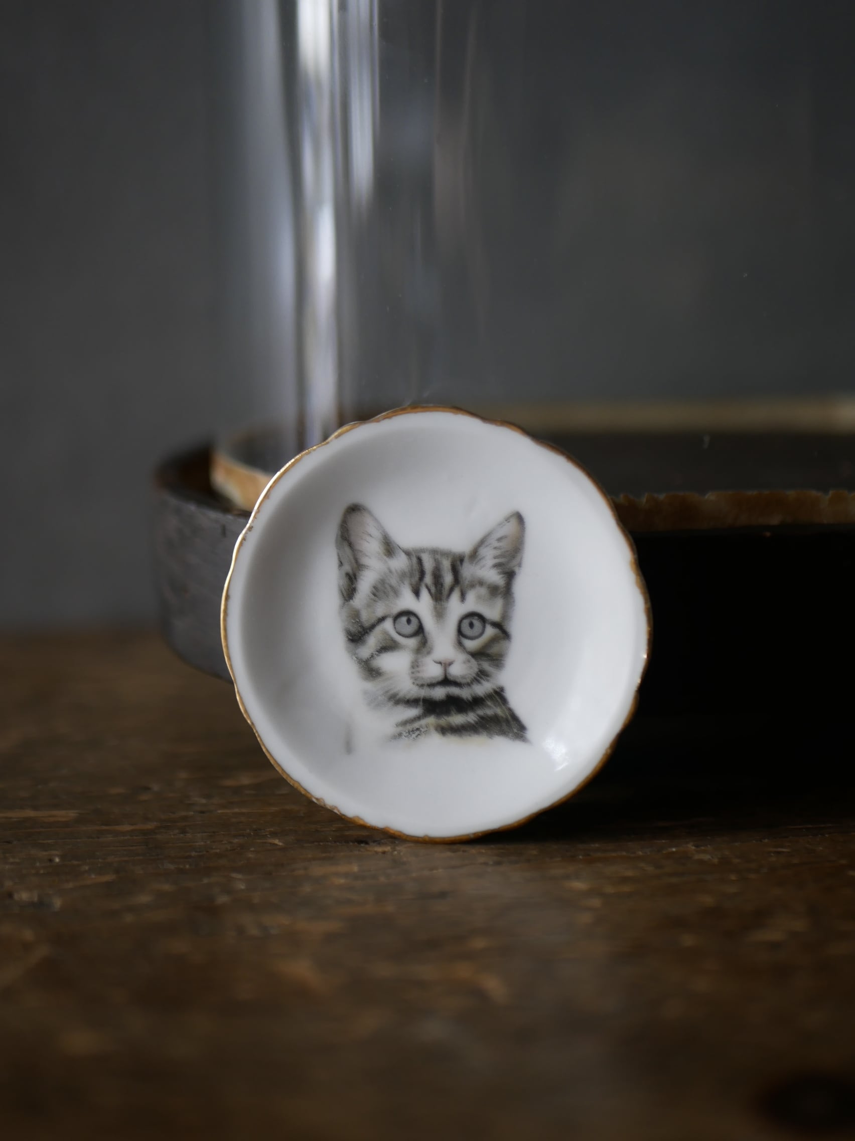 小皿 猫 フランスヴィンテージ ブロカントのある暮らし ネコ ねこ アンティーク