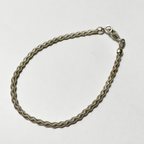 Old 925 Silver Wave  Coiled Wire Chain Bracelet From Hungary