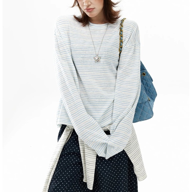 relaxed borde long tee　リラックスボーダーロングティー　J2166