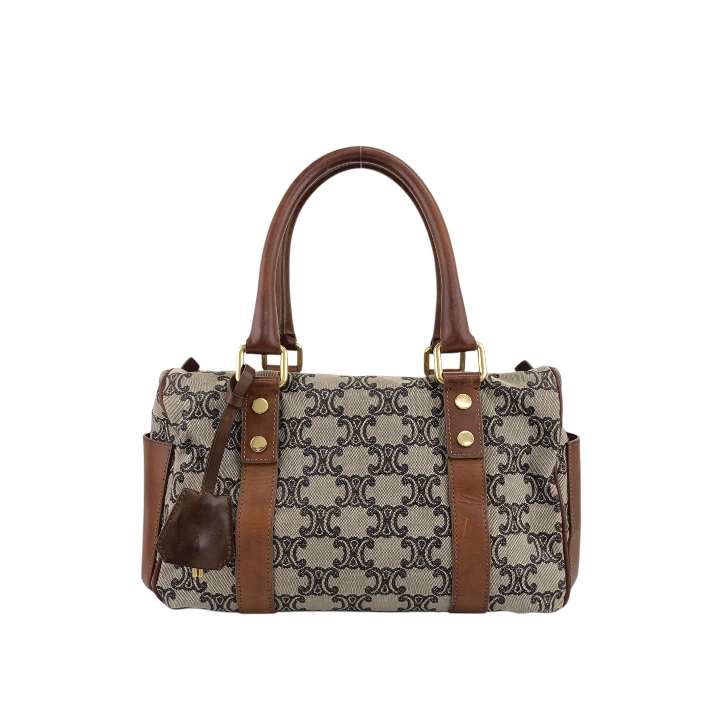 #セリーヌヴィンテージブラゾン柄ミニボストンバッグ CELINE セリーヌ ブラゾン ハンドバッグ ベージュ キャンバス ミニ