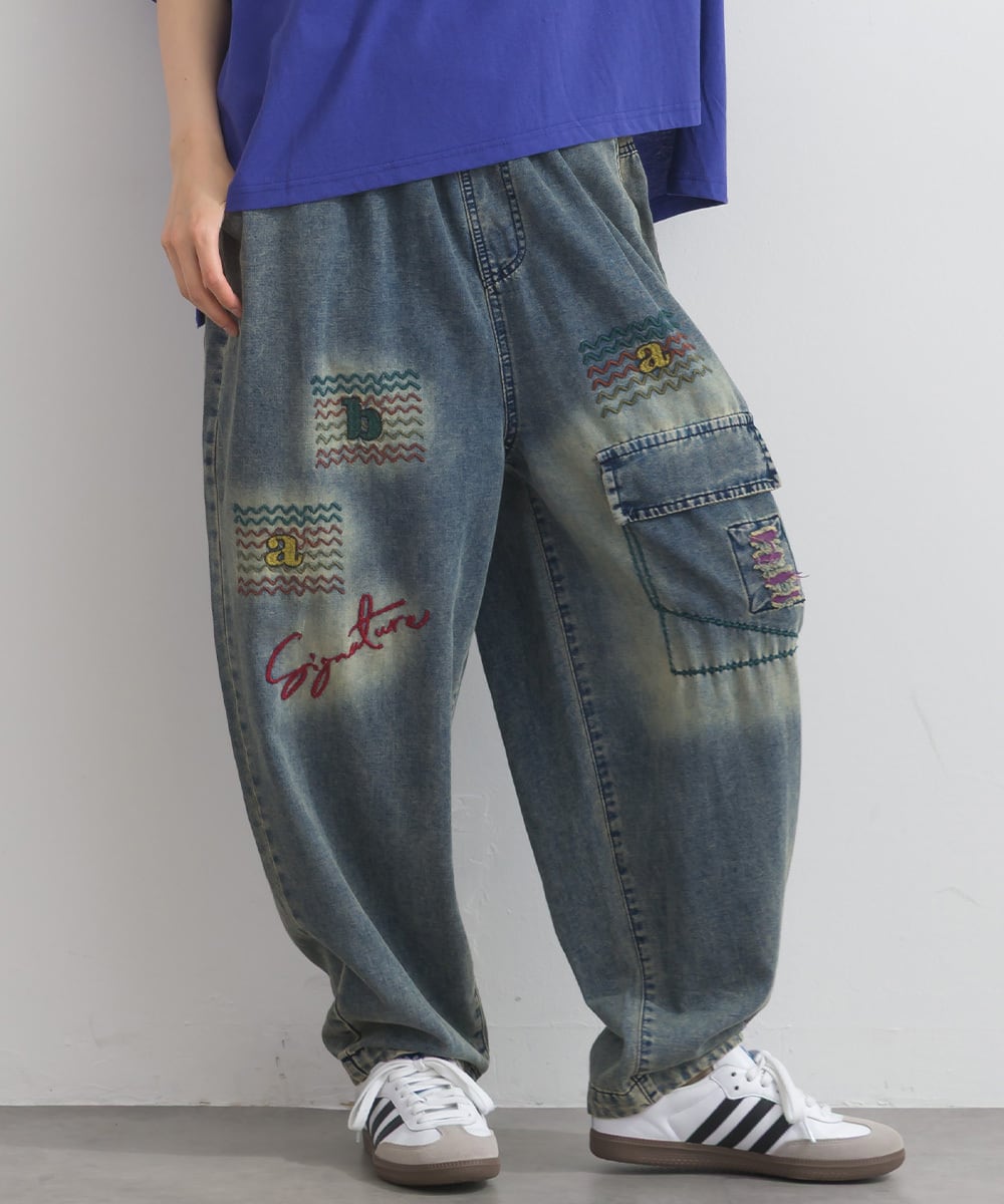 D262153 刺繍デザインデニムパンツ / Embroidered Design Denim Pants