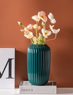 花瓶 フラワーベース セラミック 一輪挿し おしゃれ 置物 かわいい シンプル 花器 インテリア ホームデコ オシャレ 置き物 オーナメント クリエイティブ 陶器 ドライフラワー 造花 花入れ 円柱形 かびん グリーン ブルー 2種類