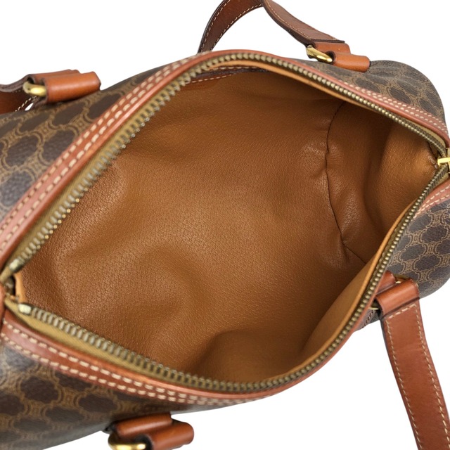 CELINE セリーヌ マカダム ショルダーバッグ ブラウン ブラゾン型押し PVC ロールバッグ vintage ヴィンテージ オールド us8d3n