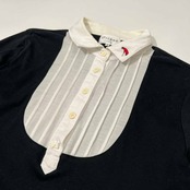 PICONE CLUB ピッコーネ タック 長袖シャツ ポロシャツ 1 /ブラック×ホワイト/レディース