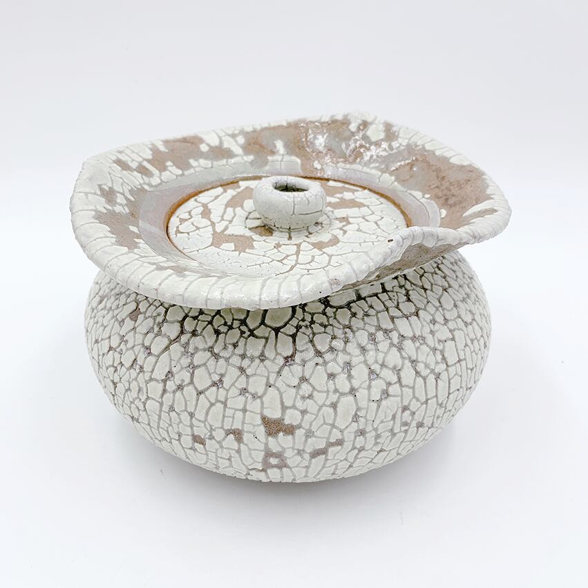 中里太亀作唐津焼黄唐津水指共箱略歴付茶道具