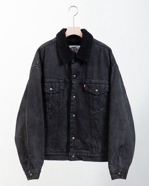 "Levi's Authentic" insulated black denim tracker jacket / Made In USA / SIZE:L