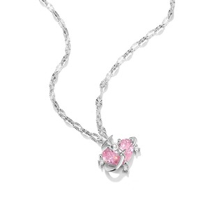 ペンダント おしゃれ ピンク ハート ダイヤモンド キラキラ ネックレス