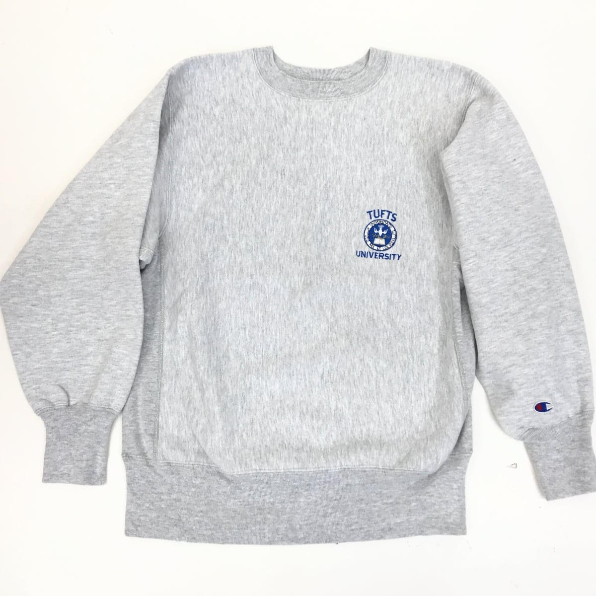 CHAMPION チャンピオン 90年代 USA製 前期 刺繍タグ リバースウィーブ スウェット カレッジ ワンポイント 刺繍 ロゴ ライト アッシュ  グレー L 長袖