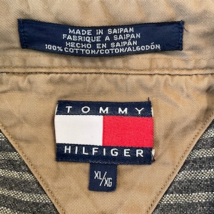 【Tommy Hilfiger】サイパン製 ストライプ 長袖シャツ XL オーバーサイズ トミーフィルフィガー アメリカ古着