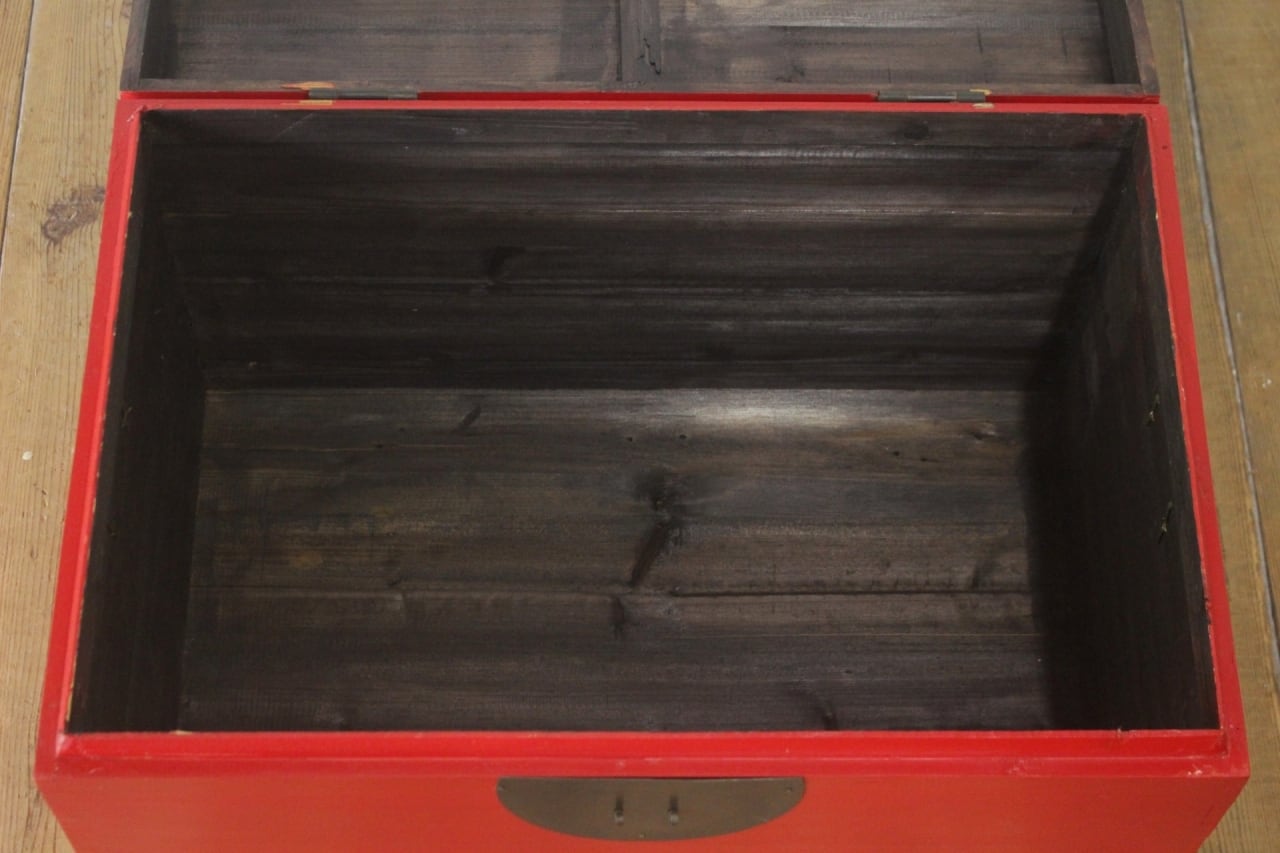中国 衣装箱 ケース 木箱 BOX ボックス 収納 ラック ペイント 赤
