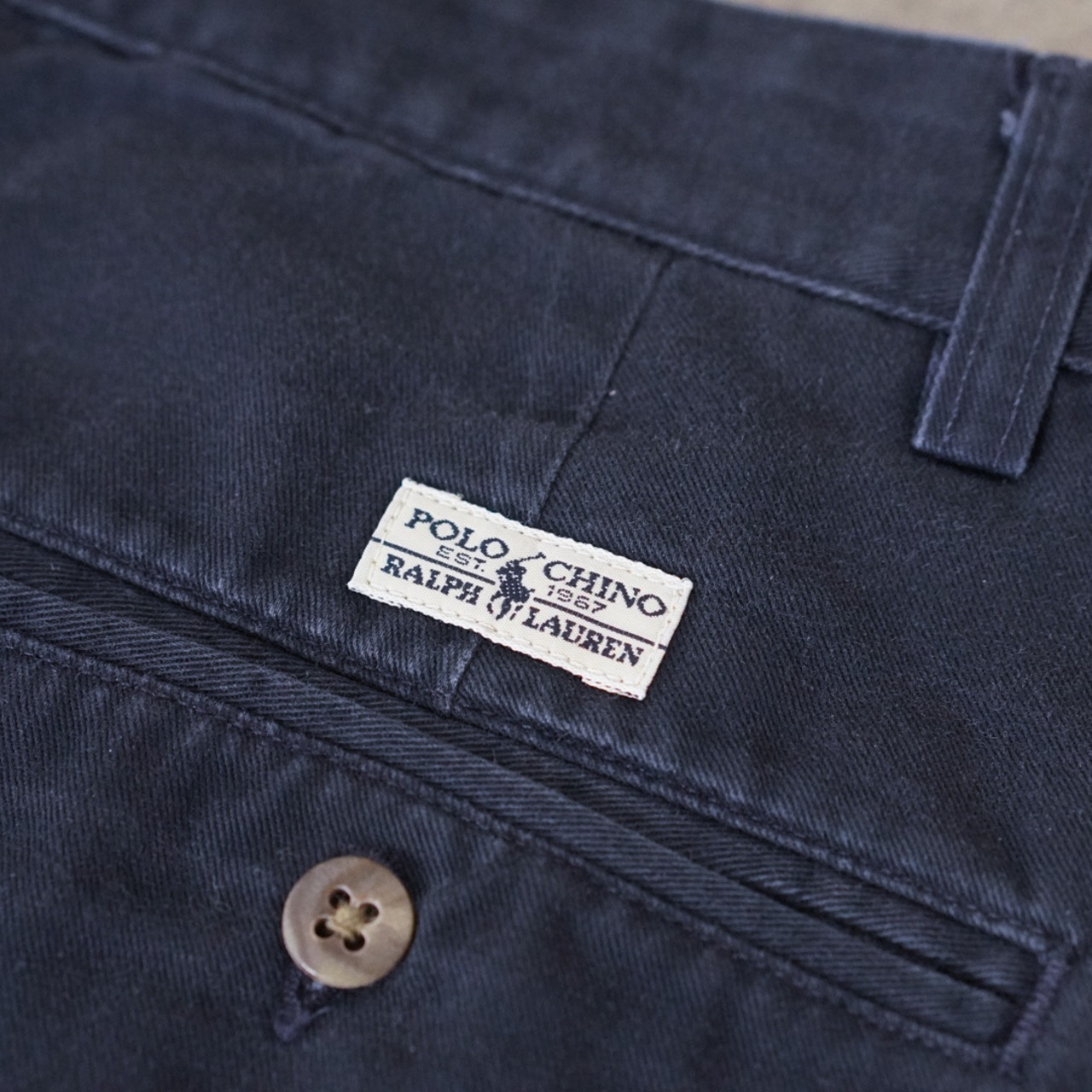 90s Polo by Ralph Lauren POLO CHINO ANDREW "made in USA" navy W34L32 古着 - 9