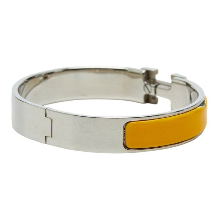 HERMES（エルメス） バングルクリックHシルバーメ オレンジ エルメス クリックH PM バングル シルバー オレンジ メタル エナメル