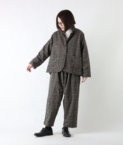 CUORE STORE/ウール混 チェックコクーンパンツ