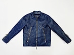 22AW Natural AI zome Gibier Deer Leather Single Rider's Jacket / 天然藍染めジビエ鹿革シングルライダースジャケット