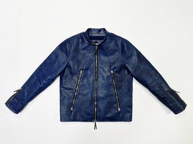 22AW Natural AI zome Gibier Deer Leather Single Rider's Jacket / 天然藍染めジビエ鹿革シングルライダースジャケット