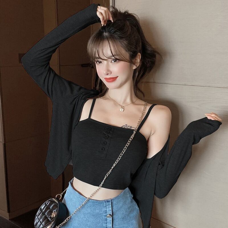 オータムカーディガントップス ロング 秋物 ハンチェンe72912560808