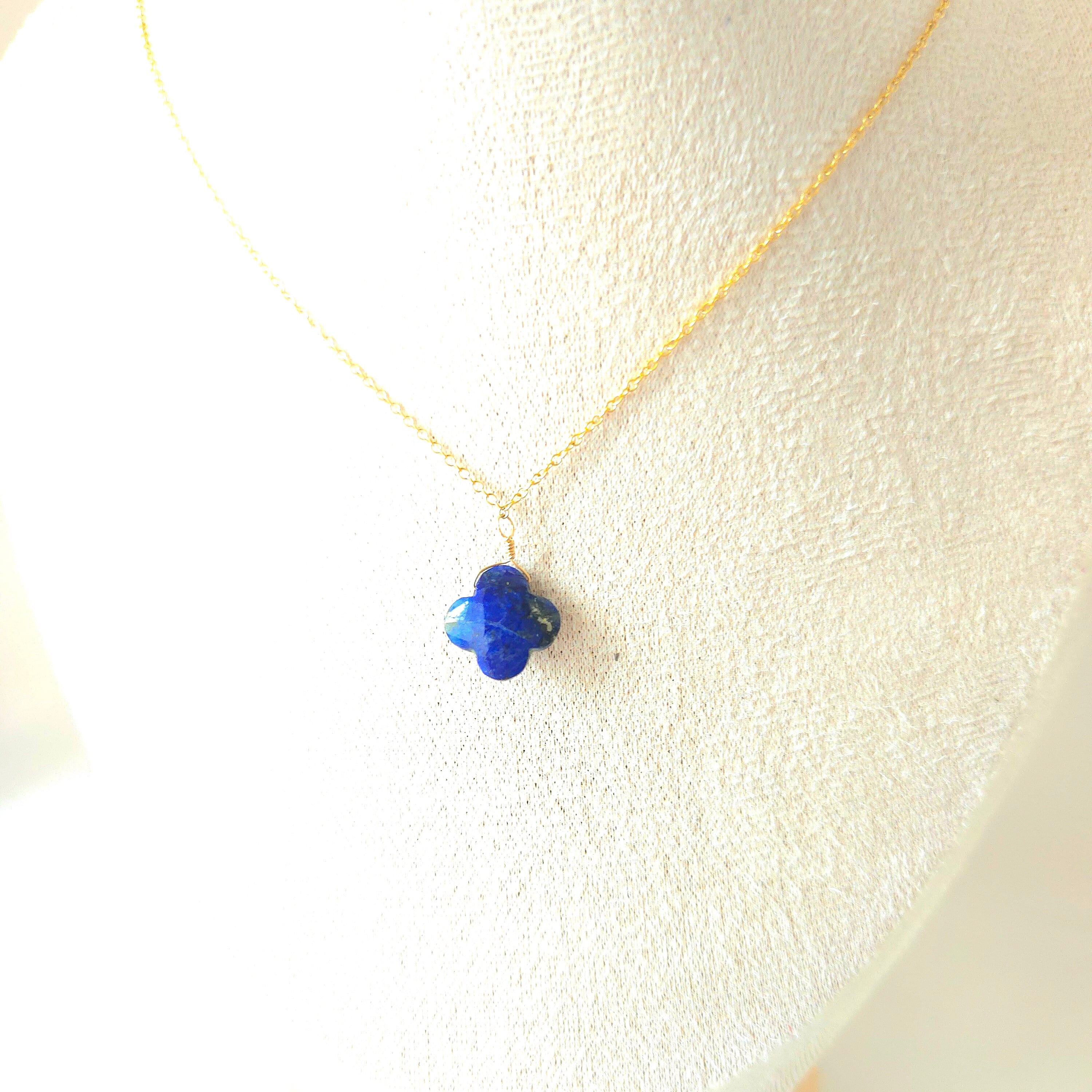 ~1歩を踏み出す勇気を与える~ 一粒天然石のアクセサリー 《evolution》シリーズ・【ラピスラズリ・瑠璃の花】 《ネックレス》