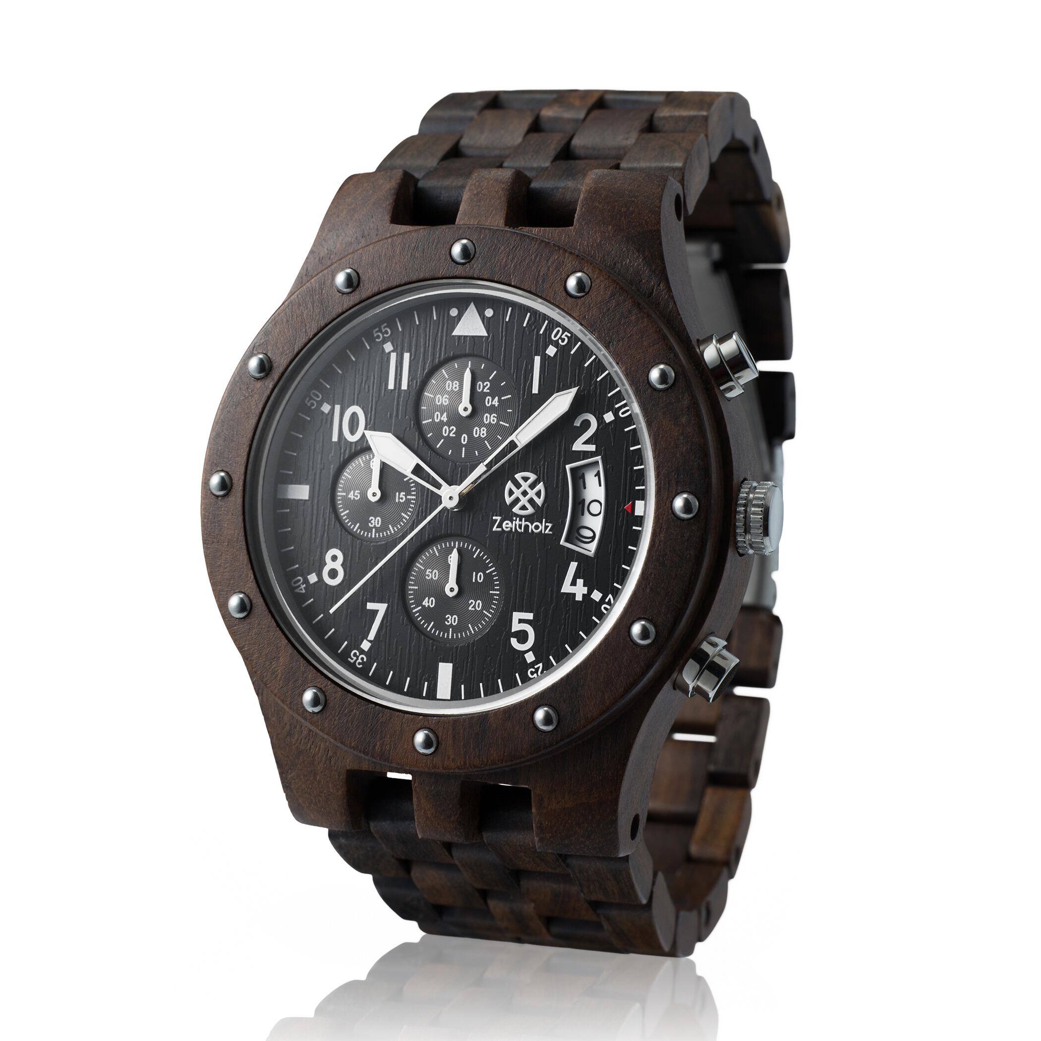zei-0012 Unisex (ブラック×Dブラウン) | ドイツの木製腕時計 Zeitholz