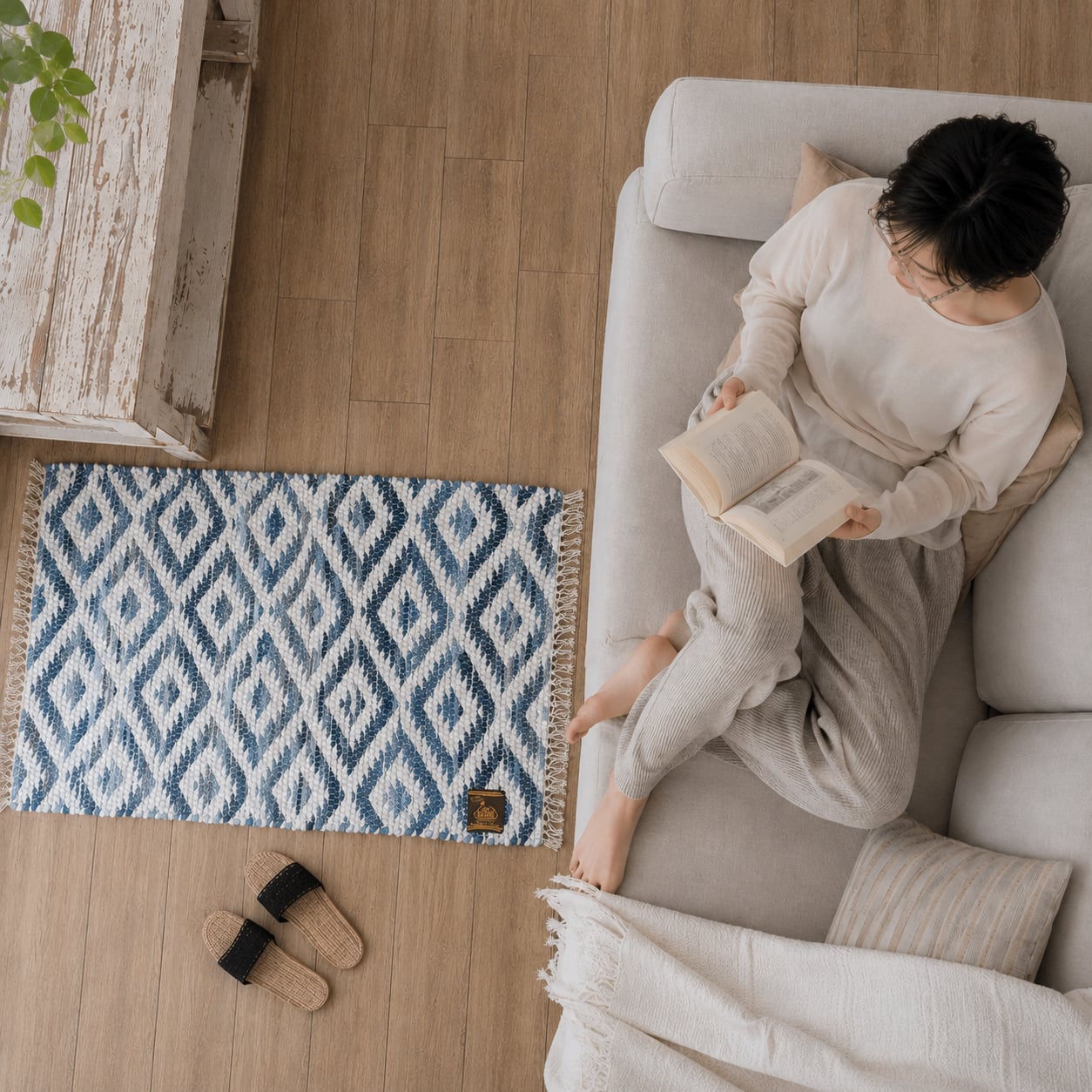 UPCYCLE DENIM FLOOR MAT - L size | BamBooks the Heritage