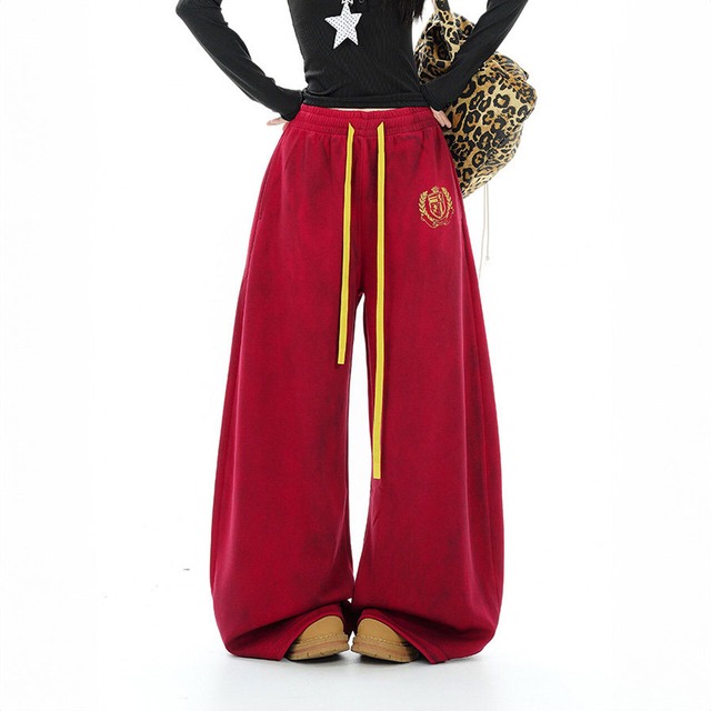クロスパターンアーチラインワイドパンツ 2col   R02798