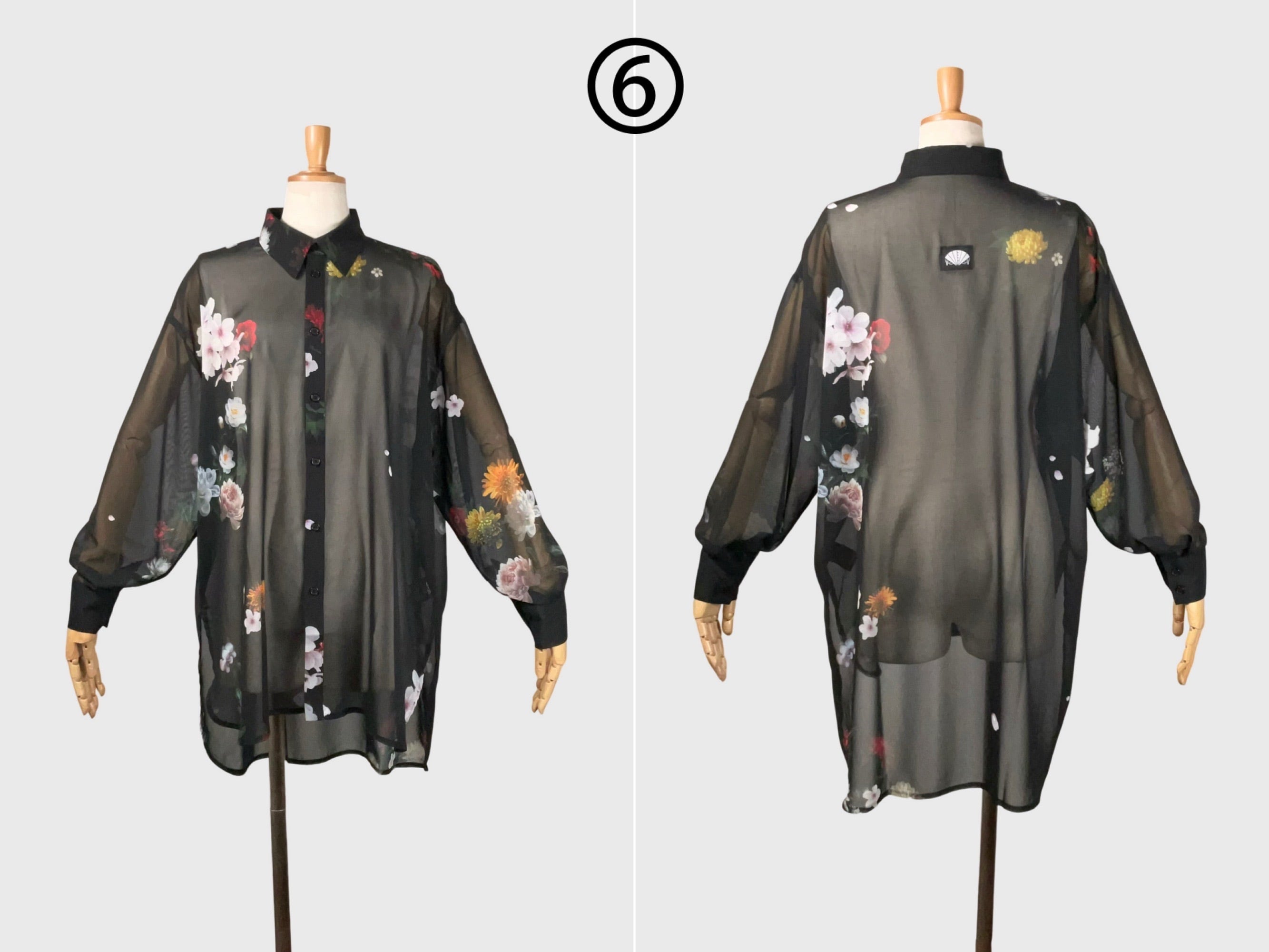 和花シースルーシャツ Japanese flowers see-through shirt | shiki