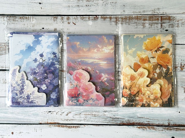 幻想的な花園の素材紙セット＋ホログラムシール付き　15種30枚入り　梦至花境（Dream to the Flower Realm）シリーズ【糖诗(CANDY POETRY)】[CP-5]