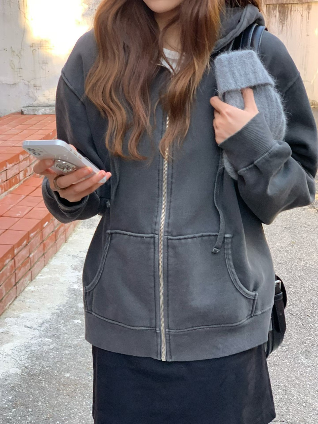 (予約) verveine / Pigment fleece-dyed hoodie zip-up 1color