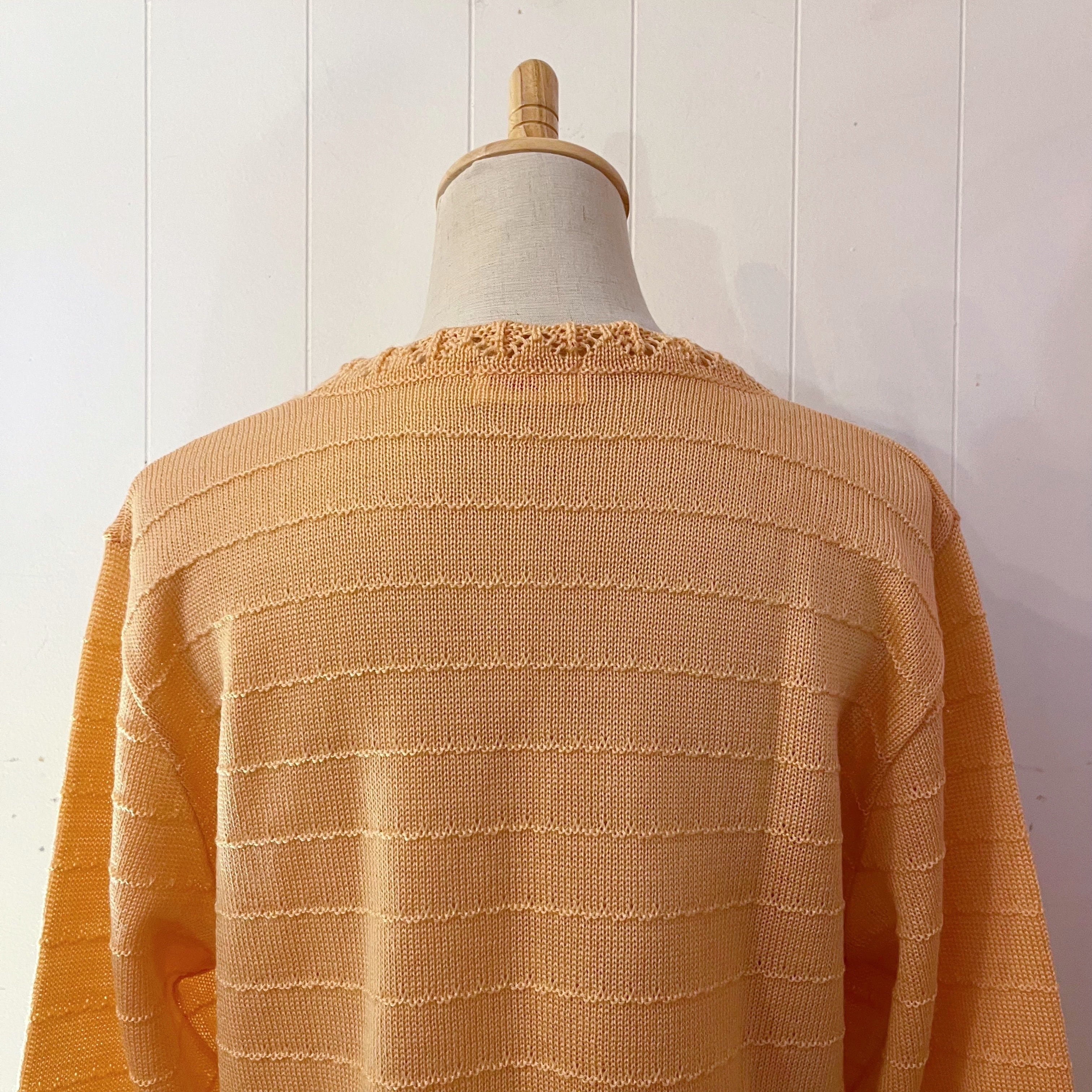 orange flower ribbon openwork knit sweater