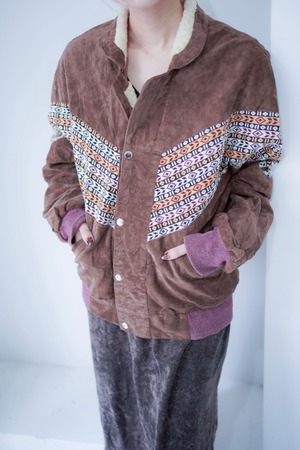 flower design fake leather blouson