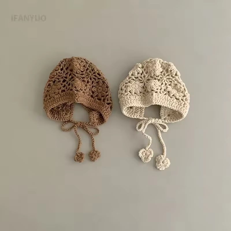 透かし編みボンネット