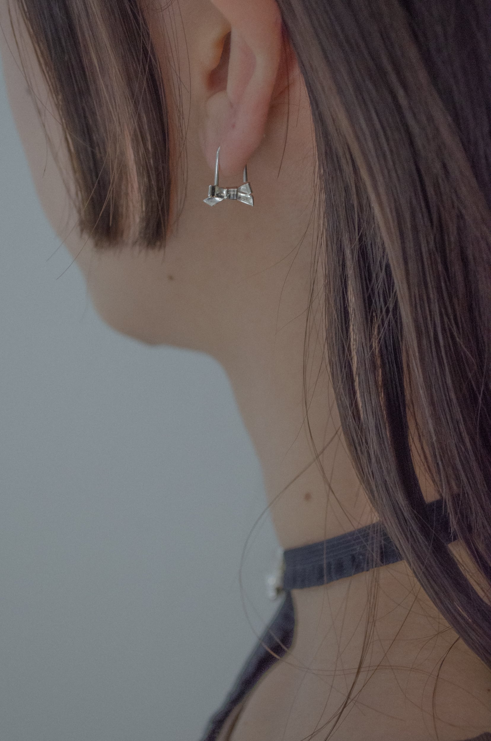 ribbon pin earring short SILVER925 #1727 | LANIE