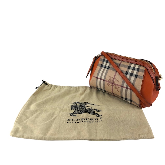 BURBERRY バーバリー ノバチェック ショルダーバッグ ベージュ×オレンジ ロゴ PVCレザー 2WAY ワンショルダー vintage ヴィンテージ オールド 2e2732