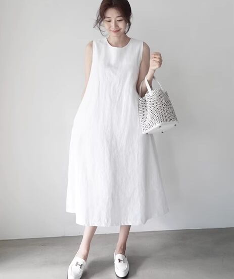 ワンピース ロングスカート ロング ロング丈 袖なし ノースリーブ ラウンドネック 襟なし Aライン 大人可愛い きれいめ シンプル カジュアル 大人 上品 おしゃれ お洒落 大人女子 こなれ感 ラブリー キュート ガーリー ルーズ 抜け感 ゆったり 無地 夏 10代 20代 30代 レディース 女性用 学生 デート お出かけ 休日 リゾート 着回し 普段使い 韓国系 体系カバー S M L XL 白 ホワイト 黄色 イエロー パステルカラー 大人カラー