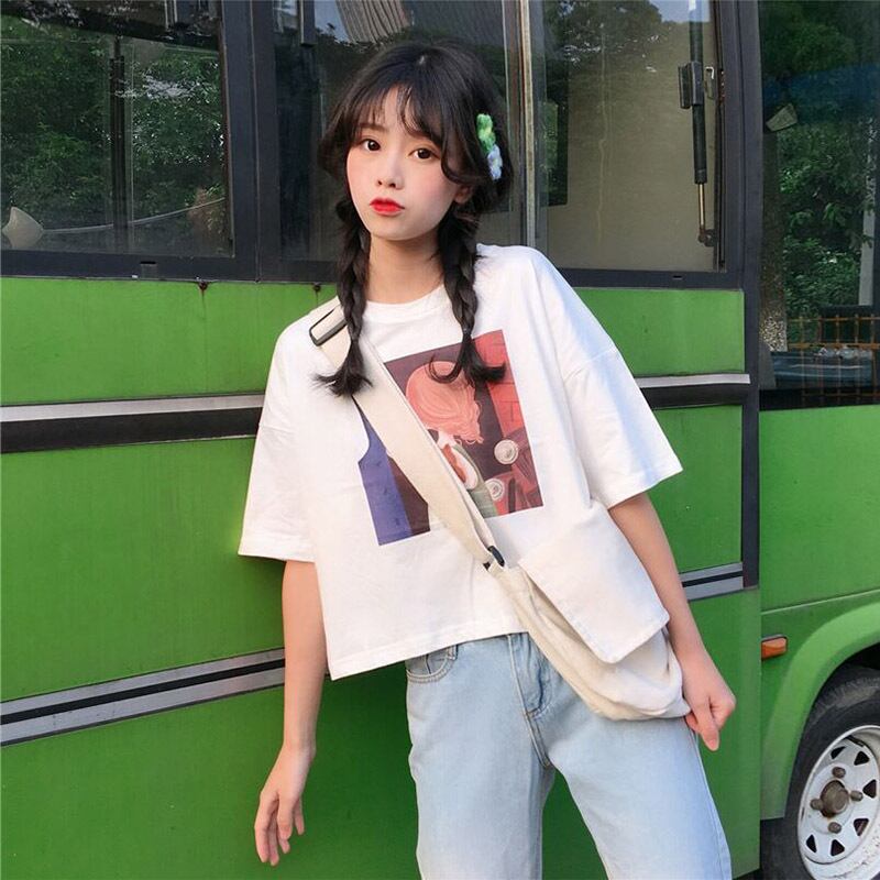 夏の半袖Tシャツレディース2020新バージョンのルーズプリントの学生がオールマッチのショートシンプルトップス 萌量不足13135461924