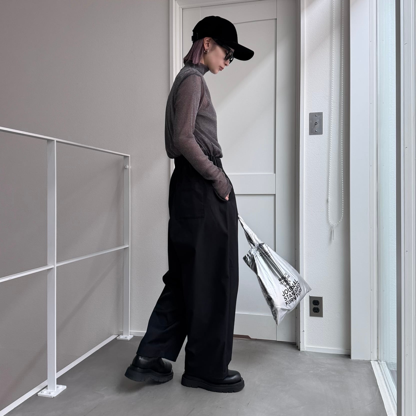 ボトルネックラメシアーtops/グレー | CFT.