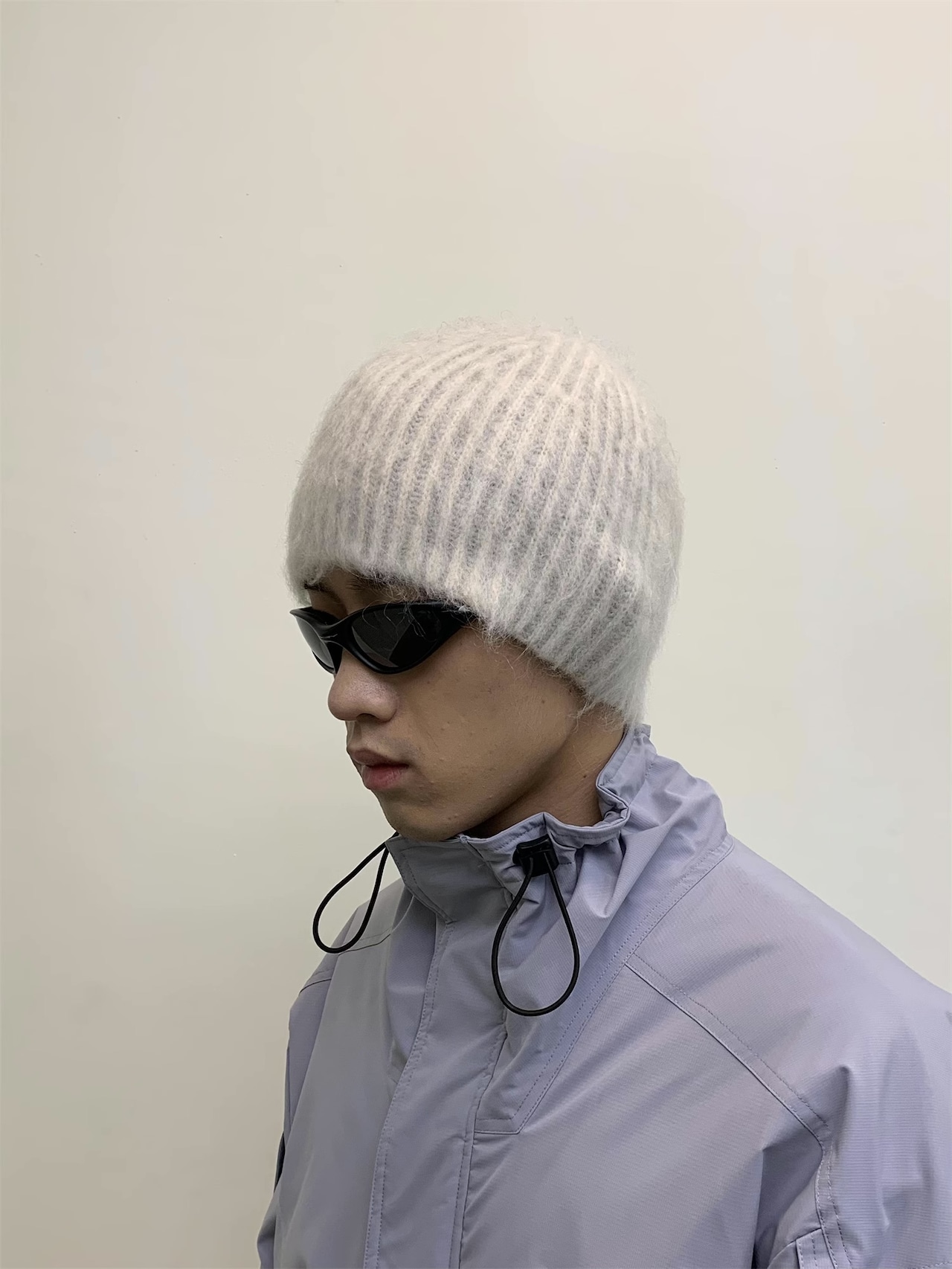 NeverSeez Mohair Mixed Stripe Knit Beanie