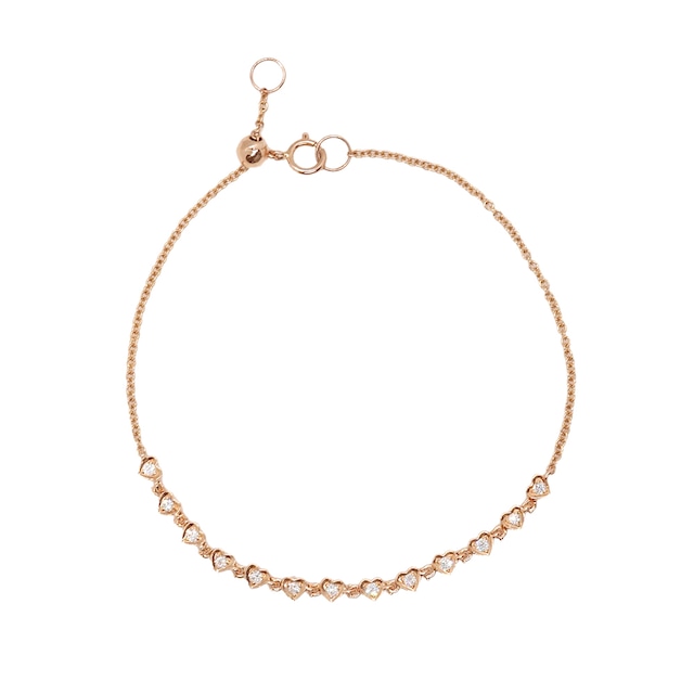 【select jewelry】K18PG heart diamond bracelet