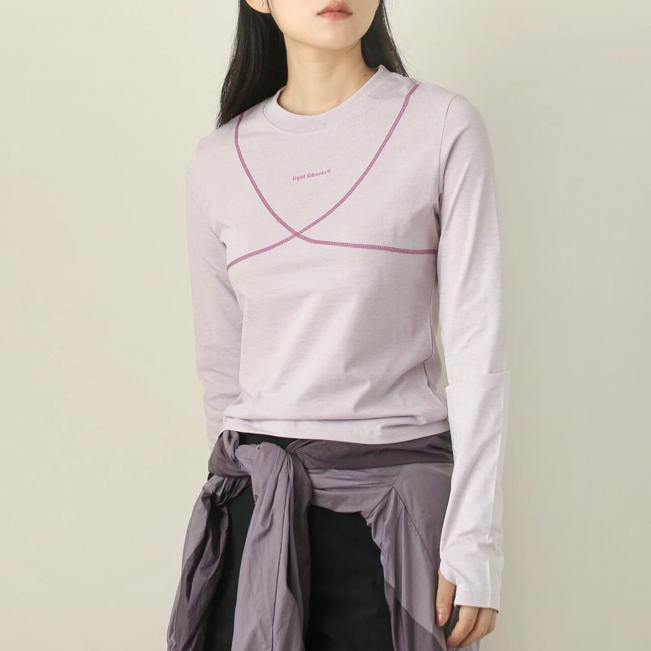 コントラストステッチロングTシャツ C01415