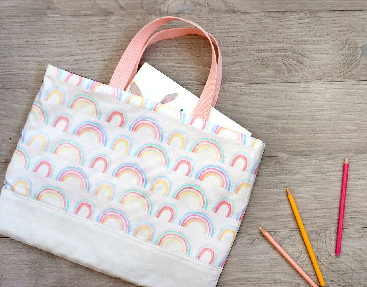 にじ＆ストライプ」通園バッグ レッスンバッグ 絵本バッグ | nicori