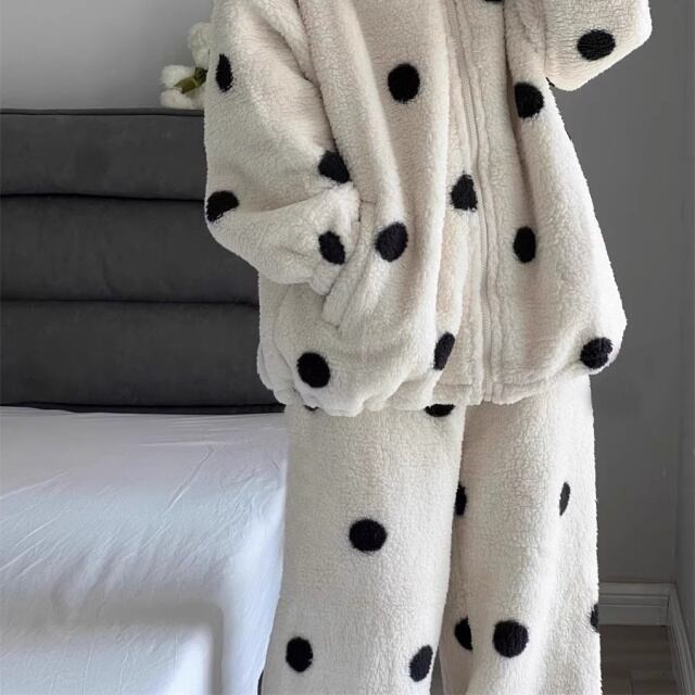 予約販売】セットアップ レディース ホワイト 白 ドット柄 水玉