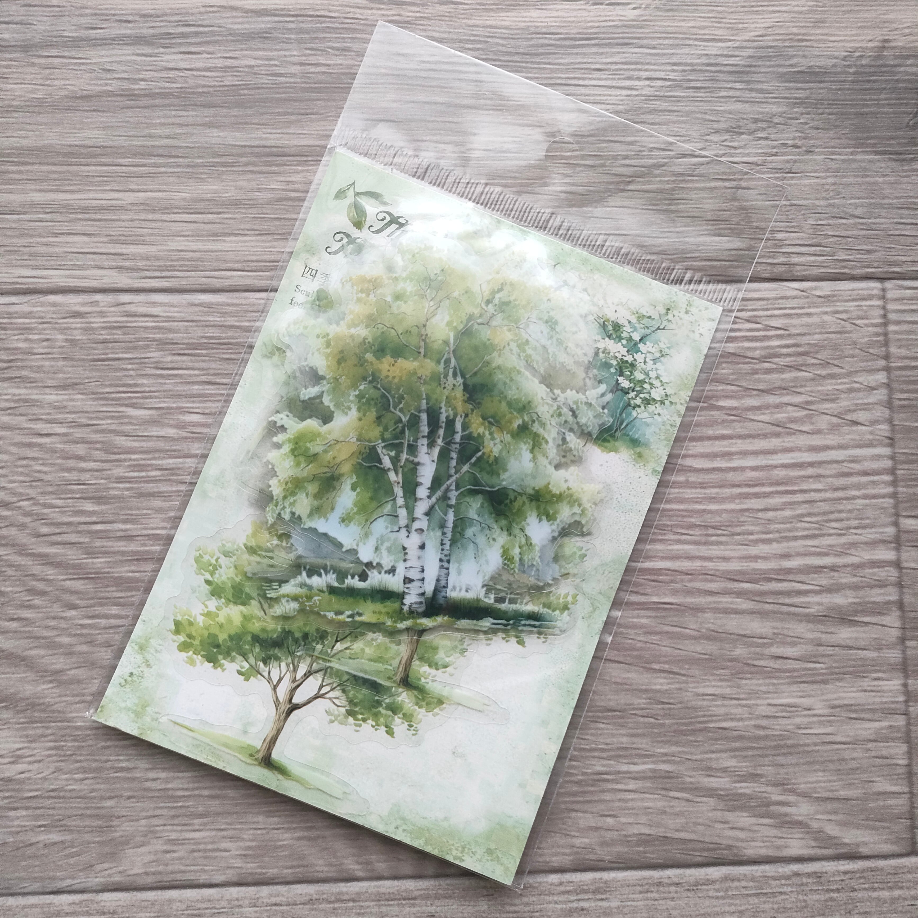 木 樹木 グリーン 森 自然 草 シール クリア pet コラージュ ジャンク