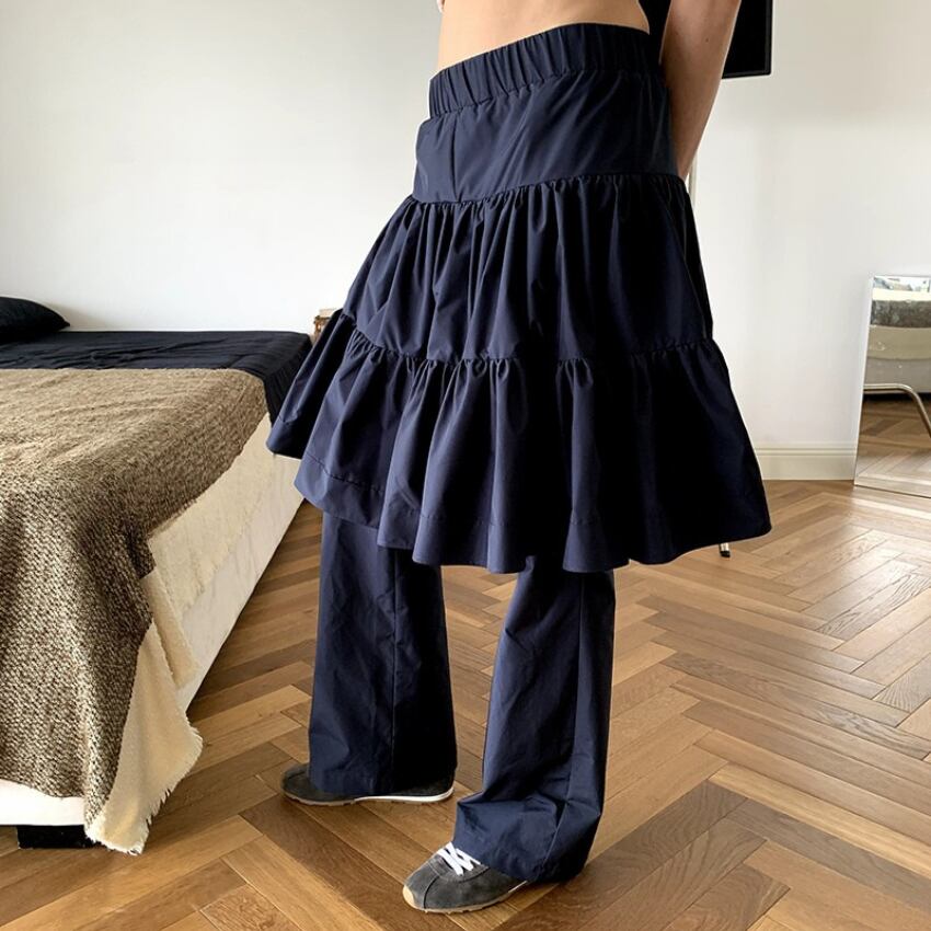 tiered skirt fake two-piece pants L0618
