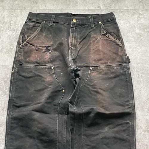 00s USA製 ブラック ダブルニー Carhartt カーハート 詳細写真3