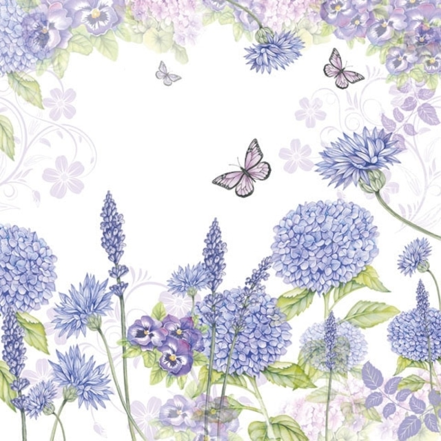 【Ambiente】バラ売り2枚 ランチサイズ ペーパーナプキン PURPLE WILD FLOWERS パープル