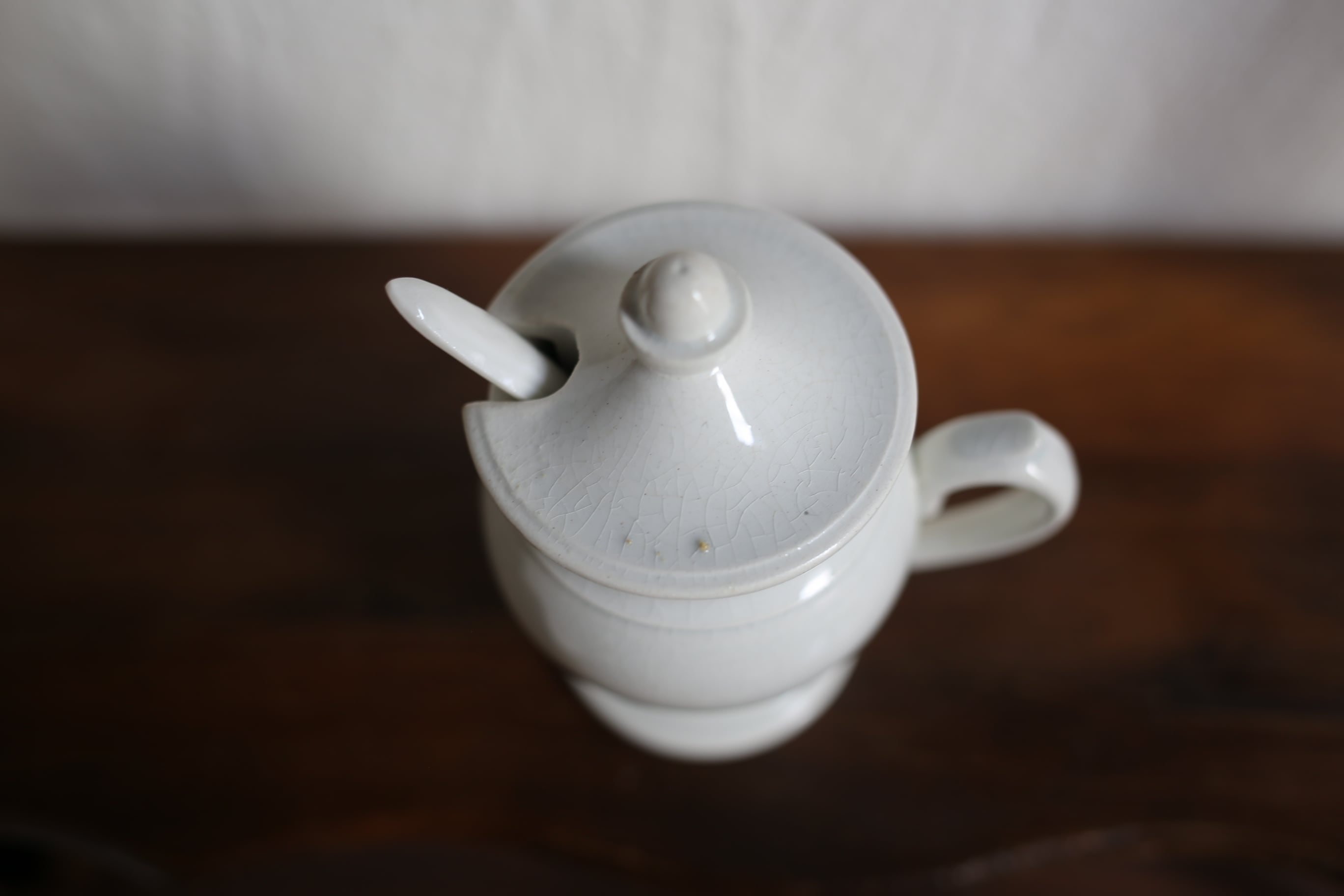 フランス アンティーク ヴィンテージ 白無地 マスタードポット | EMUPARIS