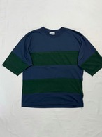 Remake Paneling Border Tee 「one size」Navy × Green rt7