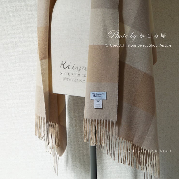 国内正規品・日本別注】ジョンストンズ ベージュブロックチェック